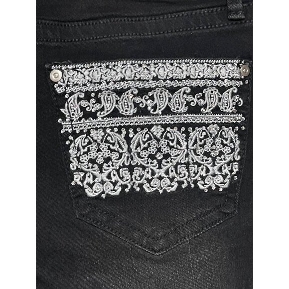 Harper & Ivy Womens Black Bootcut Jeans Jr Sz 7 Embellished Pockets Modern Boho - Picture 4 of 10